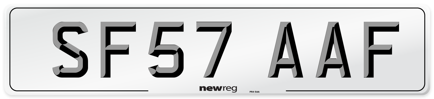 SF57 AAF Number Plate from New Reg
